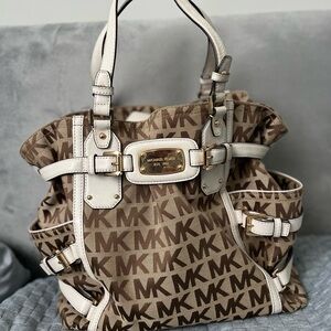 Michael Kors Brown and Cream Monogram Tote